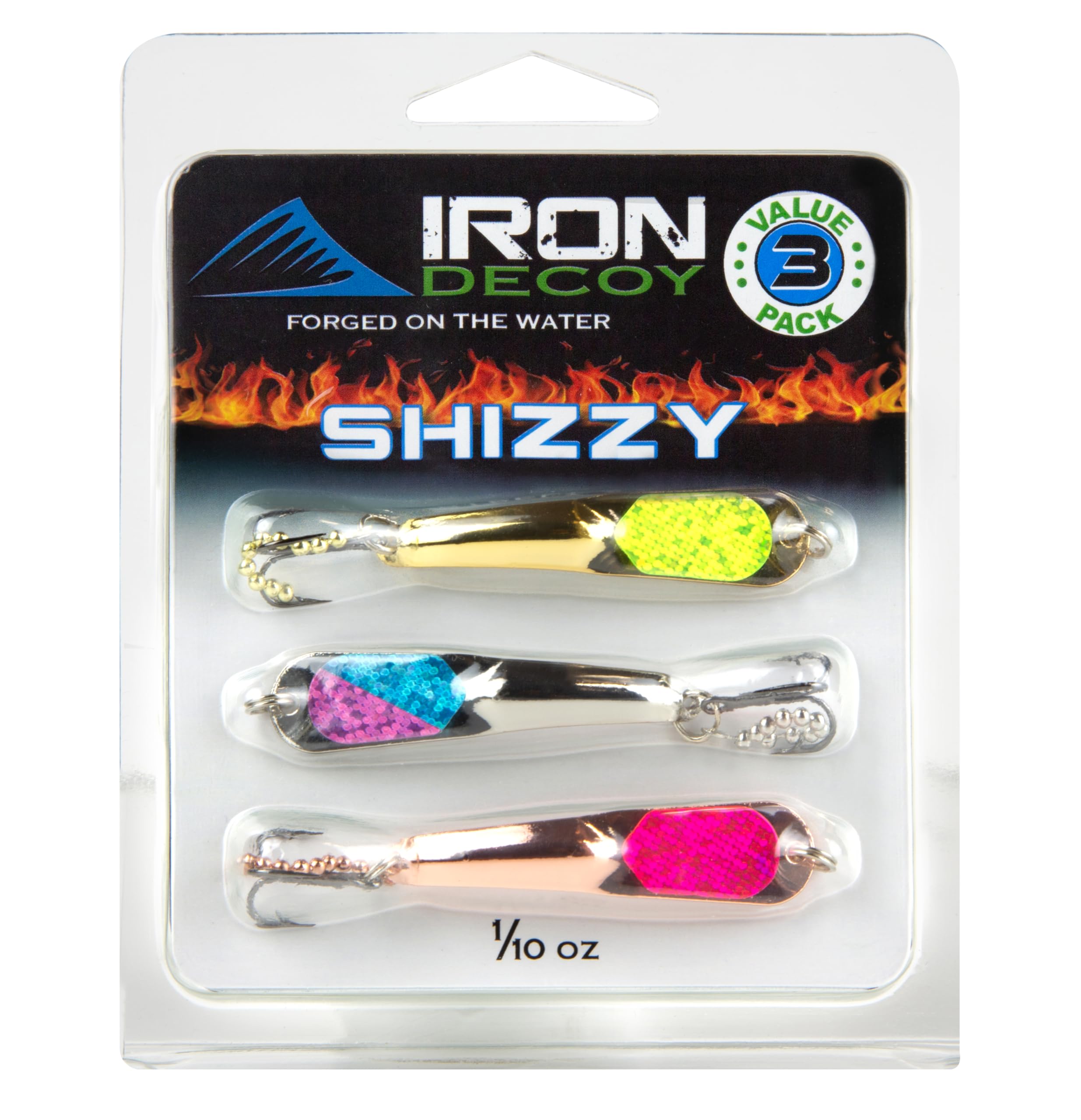IRON DECOY Steely Spoon Fishing Lures, Casting, Trolling, Jigging, Ice, Lake, River, Stream, Freshwater, Trout, Bass, Walleye, Salmon, Crappie, Pike, Trout, 3-Pack