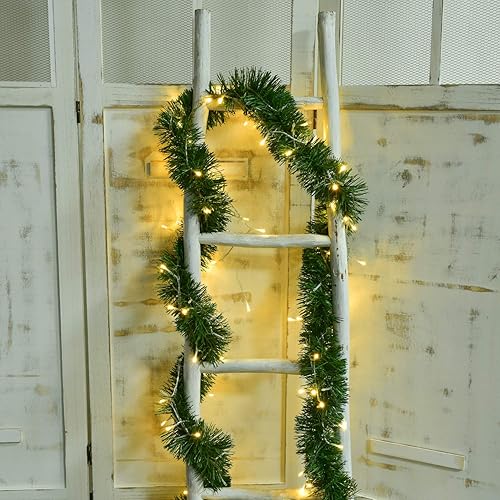 Miniatura 8 de DearHouse Guirnalda de Navidad de 16.4 pies con 50 luces LED, decoración navideña verde para exteriores o interiores, hogar, jardín, vegetación