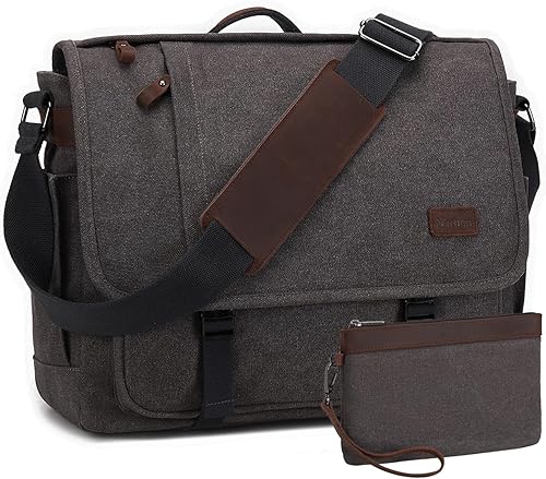 Nerlion - Bolsa tipo mensajero para hombre de 17 a 17.3 pulgadas, bolsa de lona resistente al agua, bolsa de hombro, maletín de trabajo, bolsa para