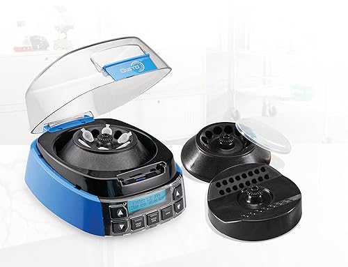 Miniatura 4 de Mini centrífuga de alta velocidad con temporizador y control de velocidad, 500 a 12500 RPM, 100-240VAC, 5060Hz, enchufe universal, azul