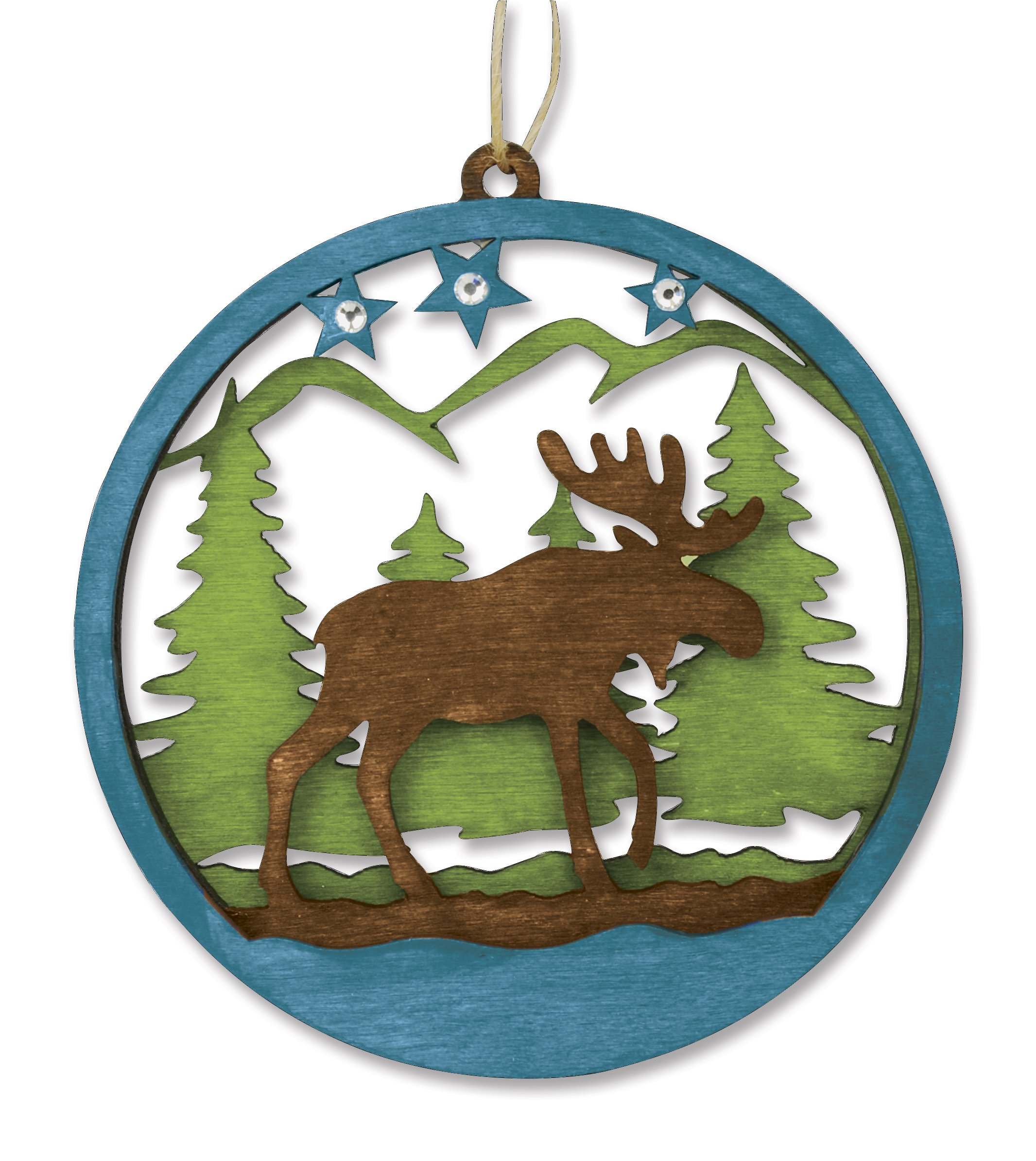 Cape Shore Moose Wooden Laser Cut 3D Christmas Tree Holiday Ornament Decoration