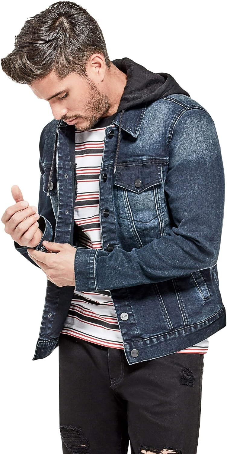 stretch hooded denim jacket