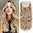 20 Inches Blonde Hair Extensions Clip ins, 4Pcs Curly Synthetic Clip in Hair Extensions (Color: Dark Blonde with Bleach Blonde Highlights)