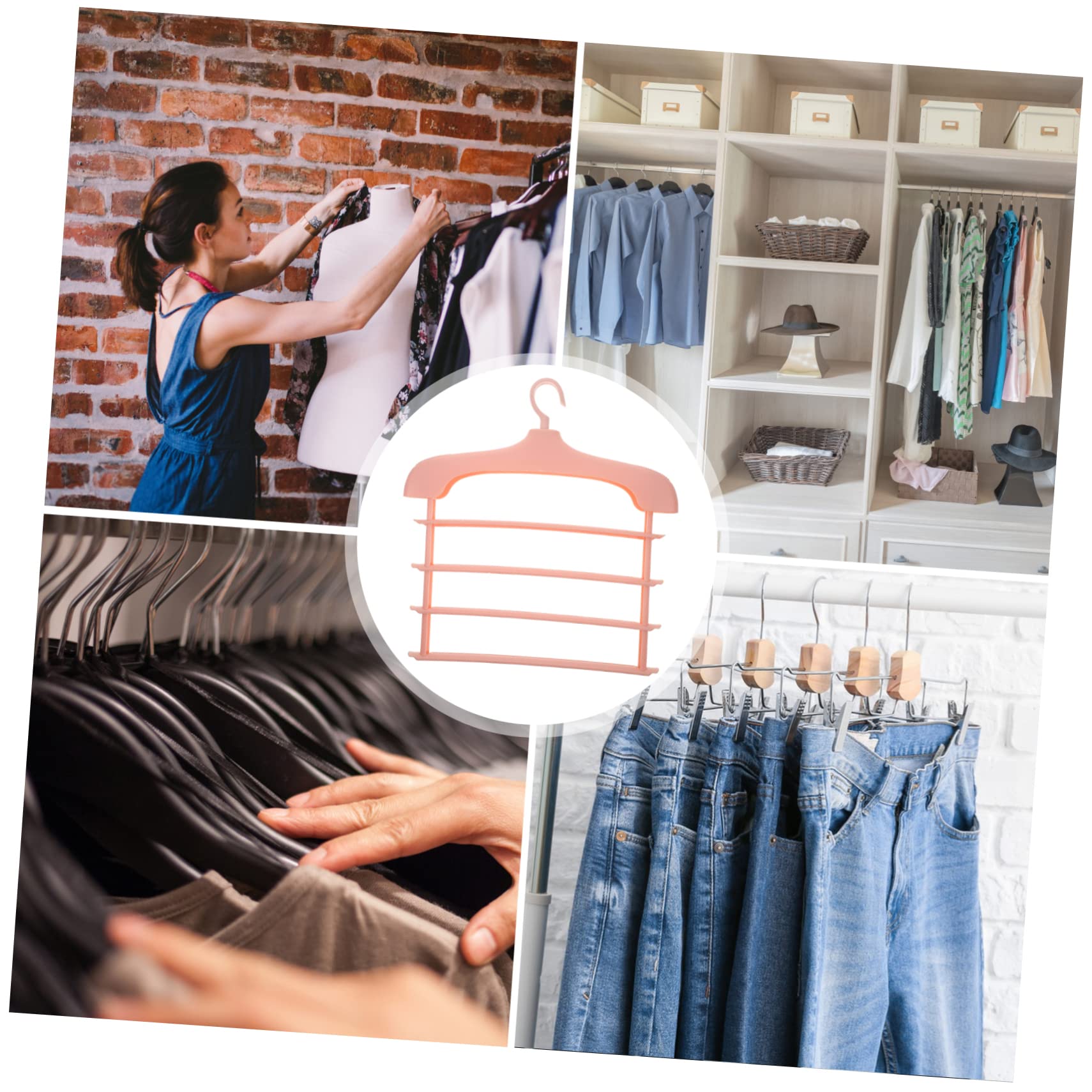 Levemolo Coat Hanger Pant Hanger Closet Storage Organizer Denim Pants Layered Clothes Hangers Tie Hanger Closet Ties Hangers Clothes Hangers for Pants Hangers for Jeans Scarf Hanger Pp Pink