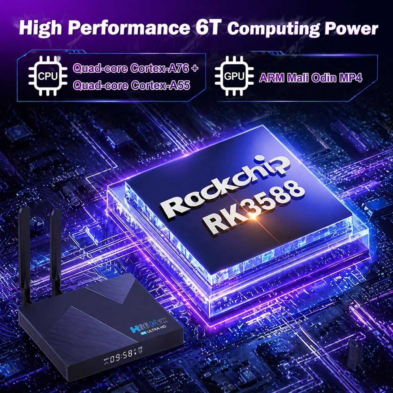 Android 12 TV Box H96 MAX V58 RK3588 Octa-Core 8GB RAM 64GB ROM WiFi6 Dual-Band Bluetooth 5.0 8K 4K USB 3.0 Smart TV Media Player
