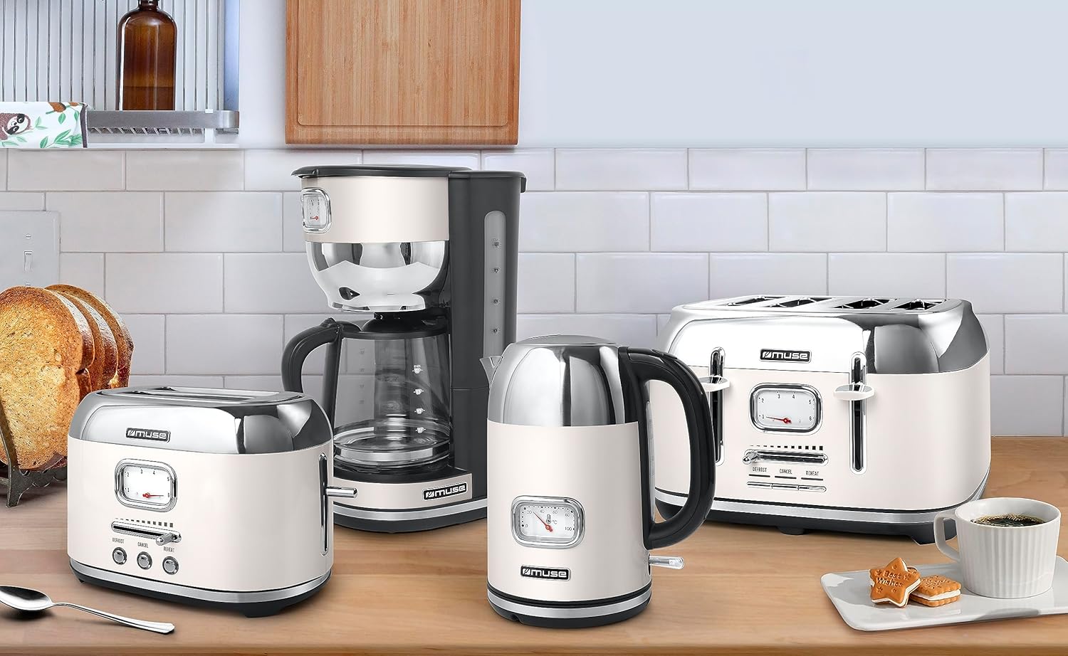 Muse Macchina da caffè MS-220 SC | con brocca in vetro, display analogico per mantenere il caldo, capacità 10 tazze, acciaio inox, beige Muse Macchina da caffè MS-220 SC | con brocca in vetro, display analogico per mantenere il caldo, capacità 10 tazze, acciaio inox, beige