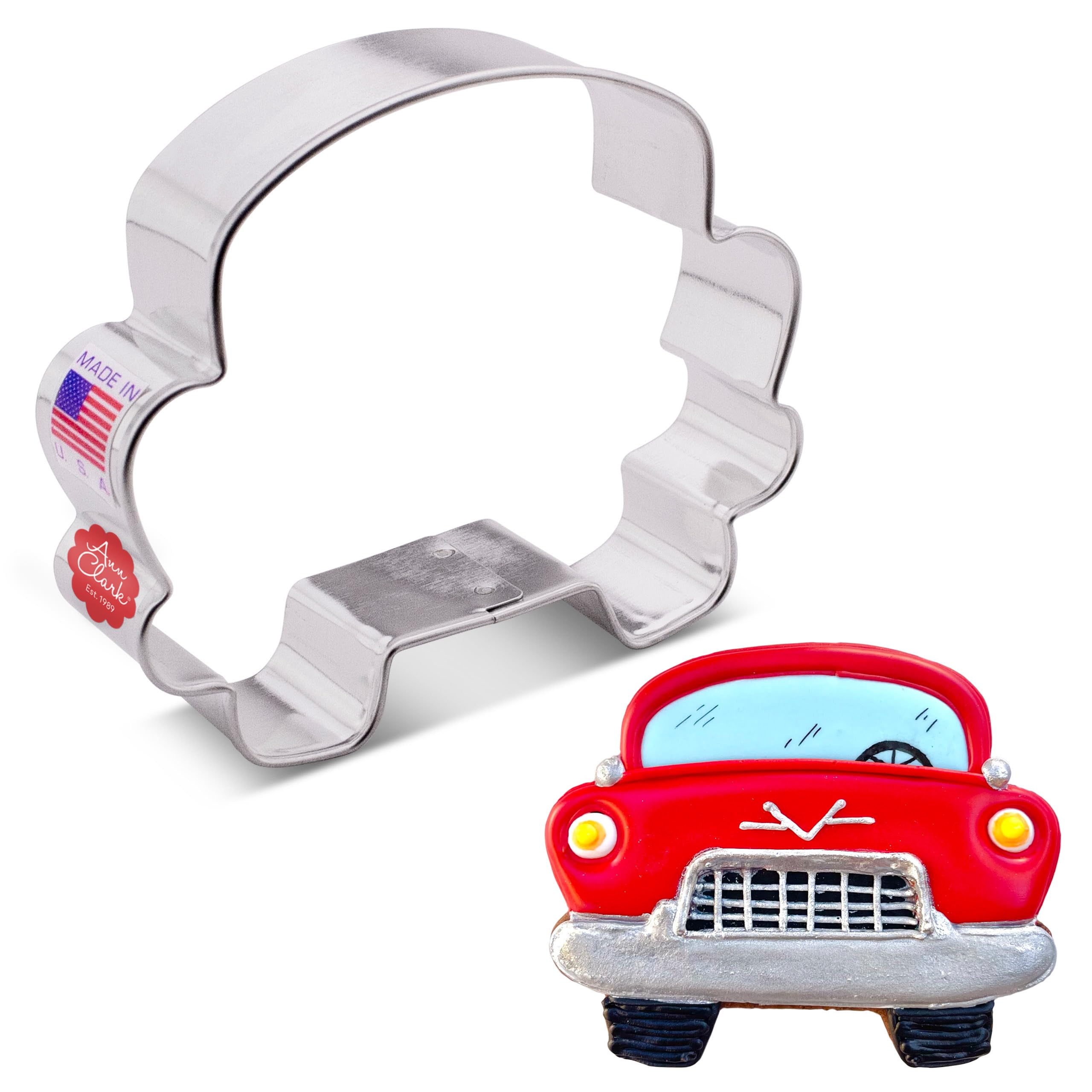 Front Facing Car Cookie Cutter, 2.8" Made in USA by Ann Clark