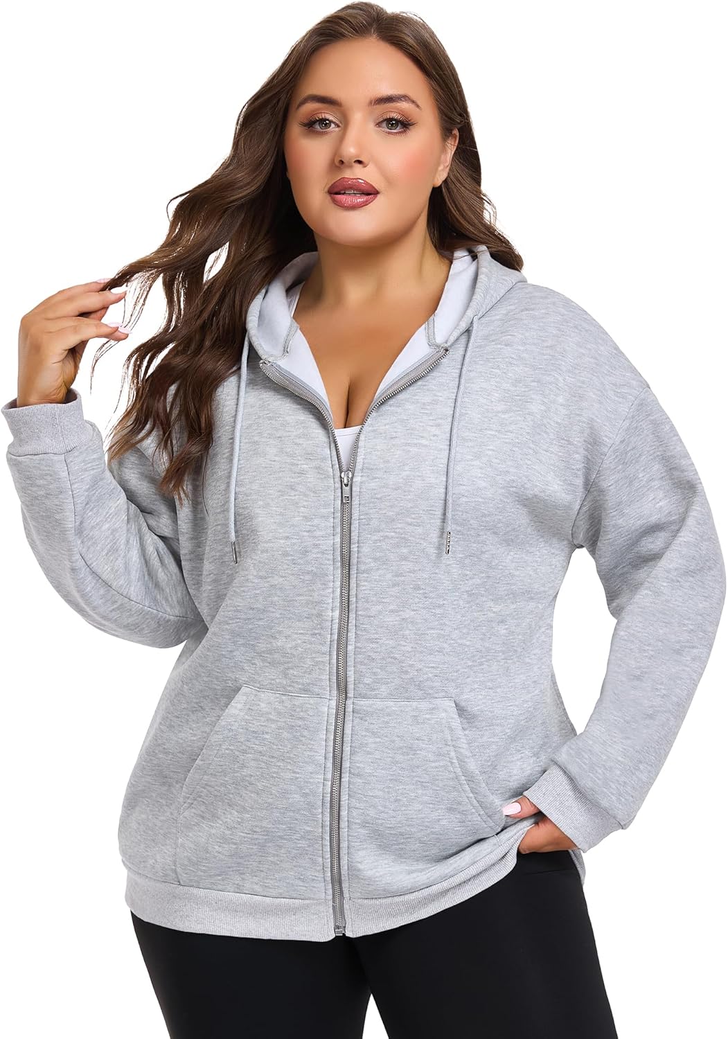 COOTRY Women's Plus Size Zip Up Hoodies Oversized Sweatshirts Fall Fashion Outfits Casual Jackets 2025 Winter Clothes - Image 3