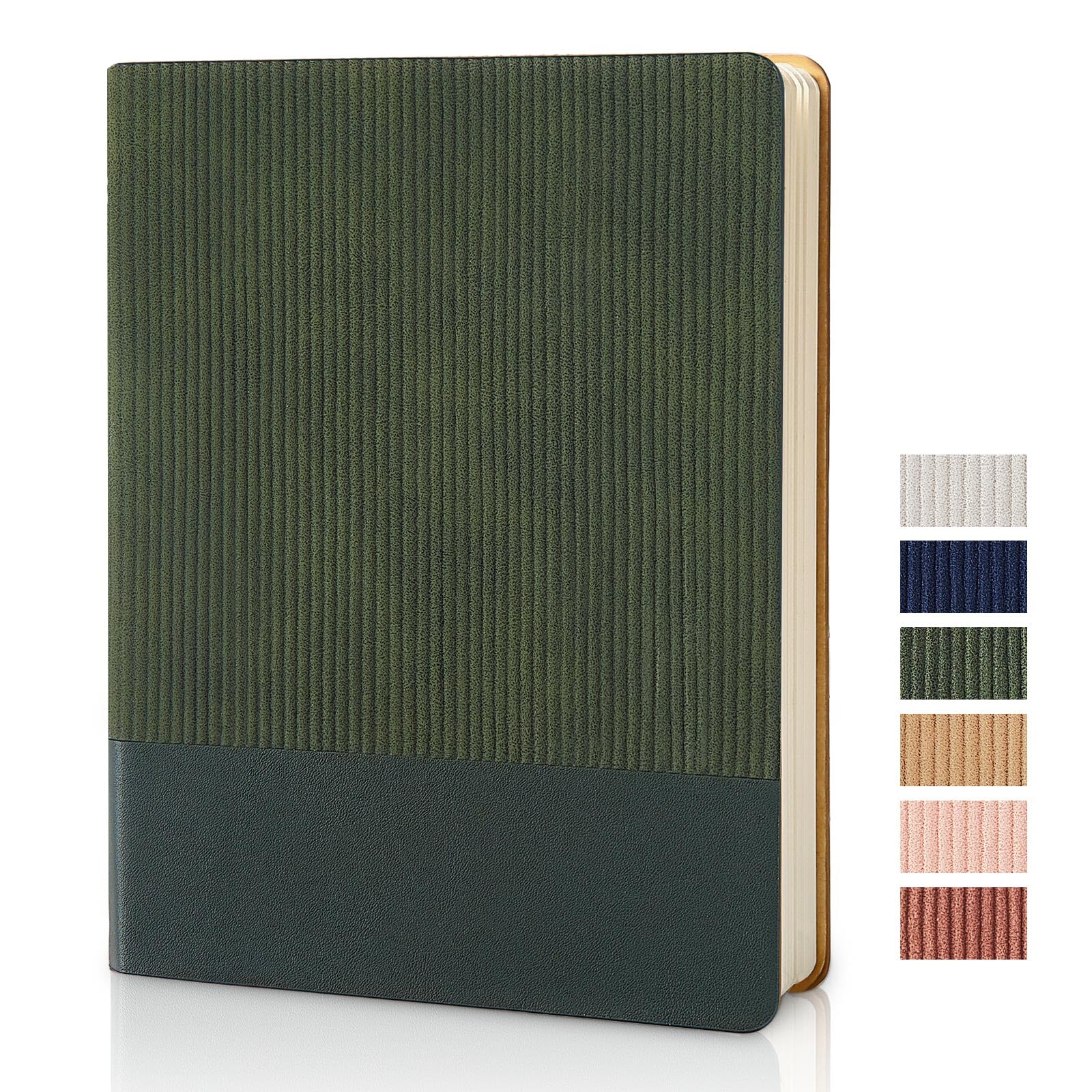 TSFPapier Lined Notebook Journal Notebooks for Work Hardcover Journaling 7.2"x9.6" B5 Leather Journals 160 Pages 100GSM Thick Paper Dark Green