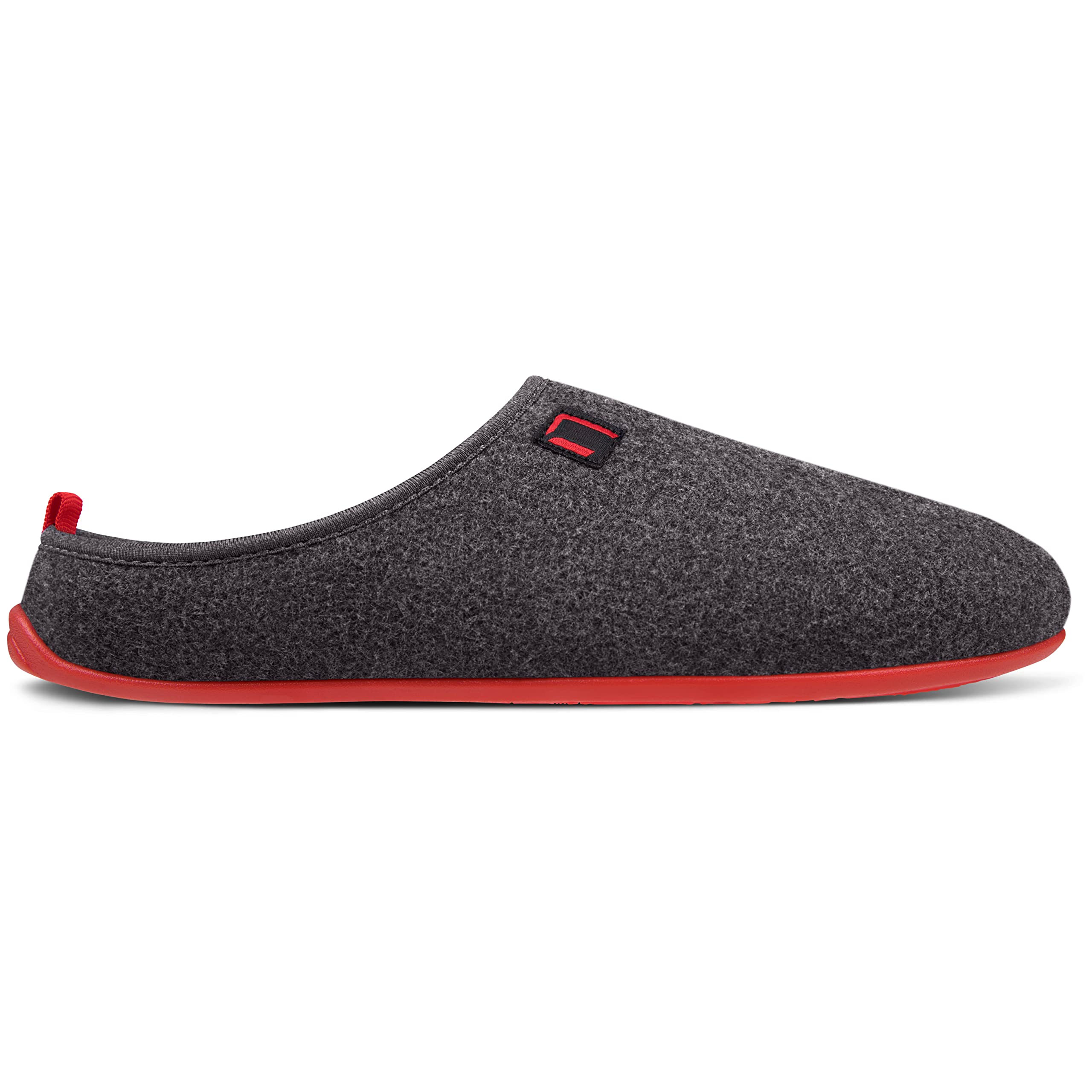 Nanga Adult - Unisex Wool Slippers - Slippers for Men and Women, Unisex Felt Slippers, Slippers with Non-Slip Rubber Sole, Warm Wool Felt Mules, Interchangeable Footbed, red, 5 UK