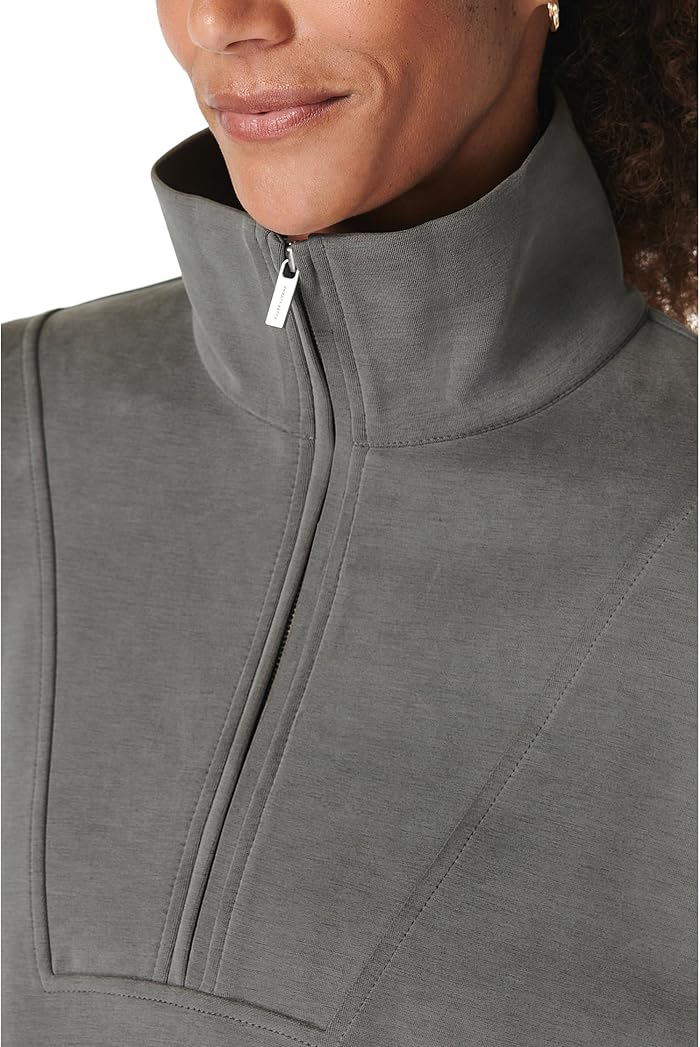 Женская толстовка Sweaty Betty Sand Wash Funnel Neck Half Zip, цвет: Серый — фото 5