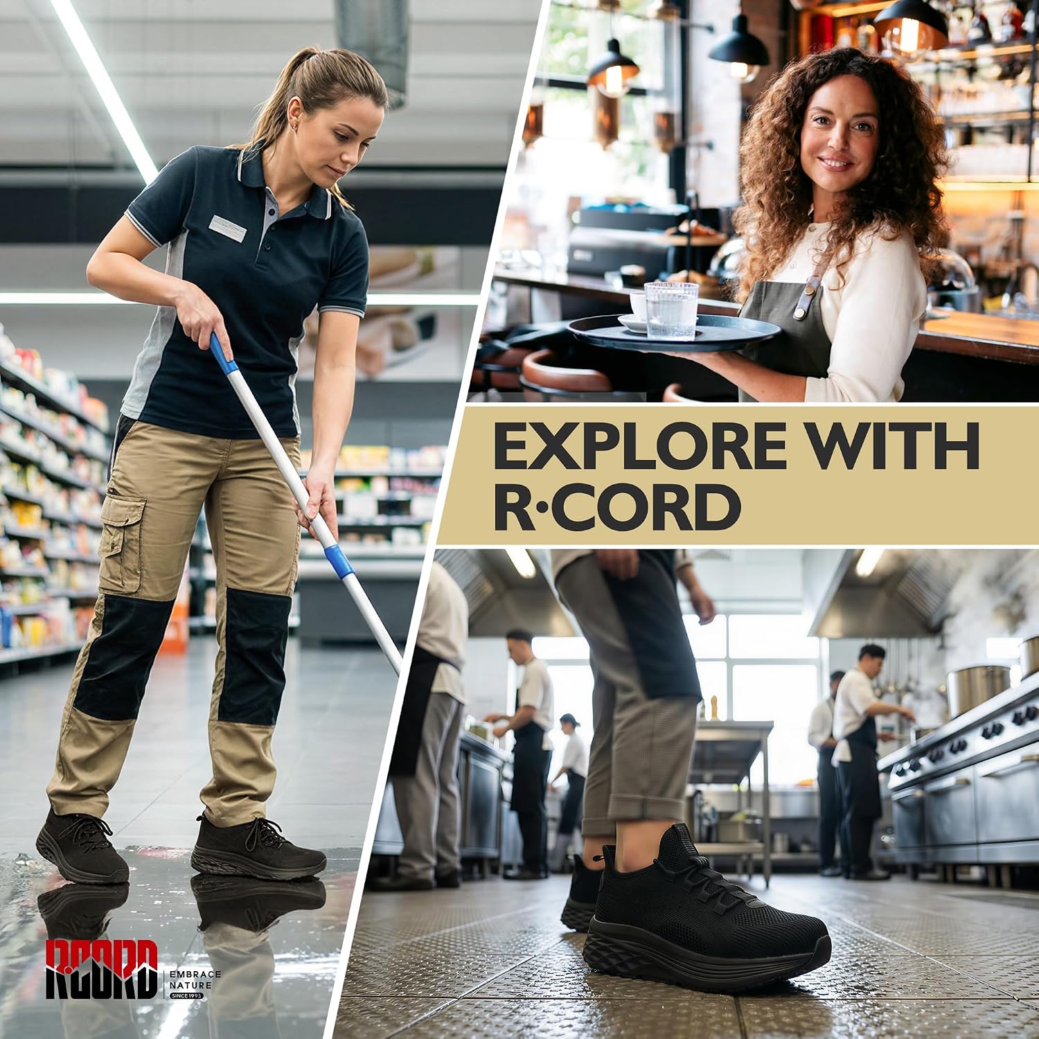 R CORD Non Slip Work Shoes Women Water-Repellent Breathable Arch Support Work Shoes for Women Chefs Nurses Supermarket Restaurant Staff All Day Standing Comfort Zapatos Antideslizantes para Mujer