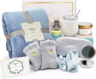 Suhctuptx Get Well Soon Gifts, 13 Pcs Care Package Gift Feel Better Basket Warm After Surgery Recovery Encouragement Gift Thinking of You Box with Blanket Coffee Tumbler for Women Friends Female