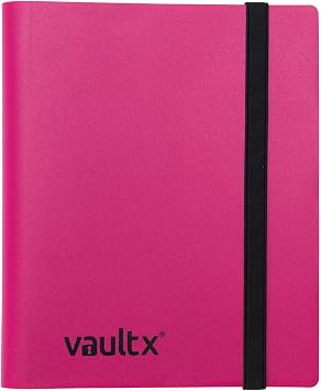 Vault X 4 Pocket Standard Strap Binder, Holds 160 Trading Cards in 20 Side-Loading Pages Pink
