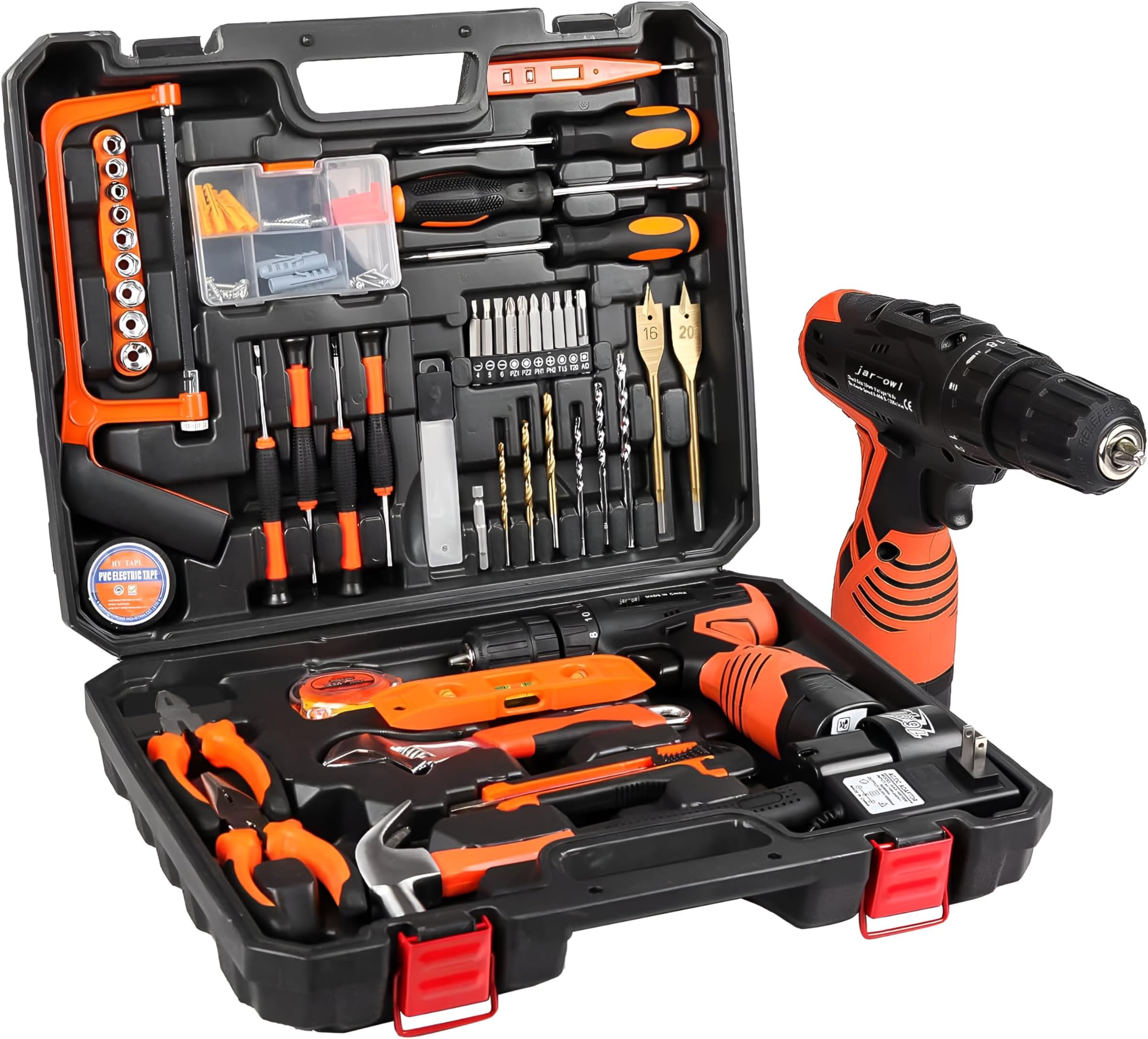 KUTURA 117Pcs Professional Tool Set with Tool Box, Portably Handyman Tool Kit for Home Essentials Include: Hammer, Screwdrivers, Wrenches, Pliers, Screwdrivers, Driver Bits, Pliers, Tape Measure etc