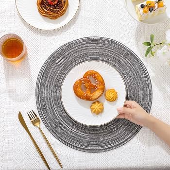 Set Di 6 Tovagliette Rotonde Con Strass Color Argento - Diametro 38 Cm, Eleganti, Termoresistenti E Facili Da Pulire - Perfette Per Tavole Festose, Matrimoni E Idee Regalo