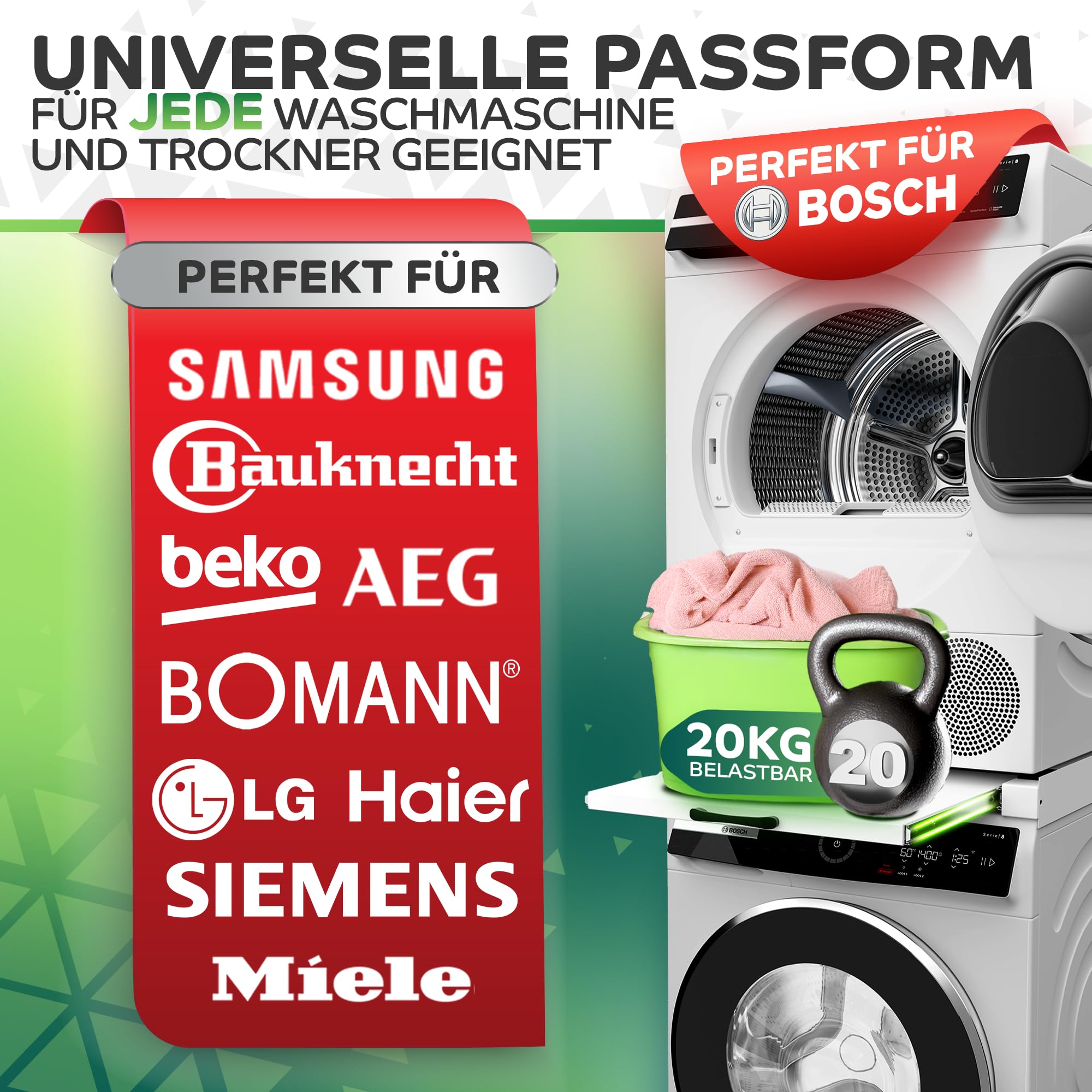NEU Tretmann Universal Zwischenbaurahmen SET -extra Stabil [StützStrebe] mit Ablage Waschturm Verbindungsrahmen, Verbindung Alternative zu Waschmaschine Trockner Schrank, stacking kit, washtower