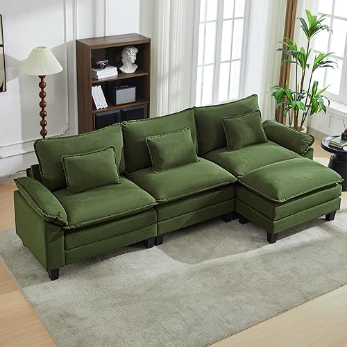 Miniatura 62 de URRED Cloud Couch - Sofá modular modular de 87 pulgadas, moderno sofá de asiento profundo en forma de L con otomana y almohadas, sofás de felpilla