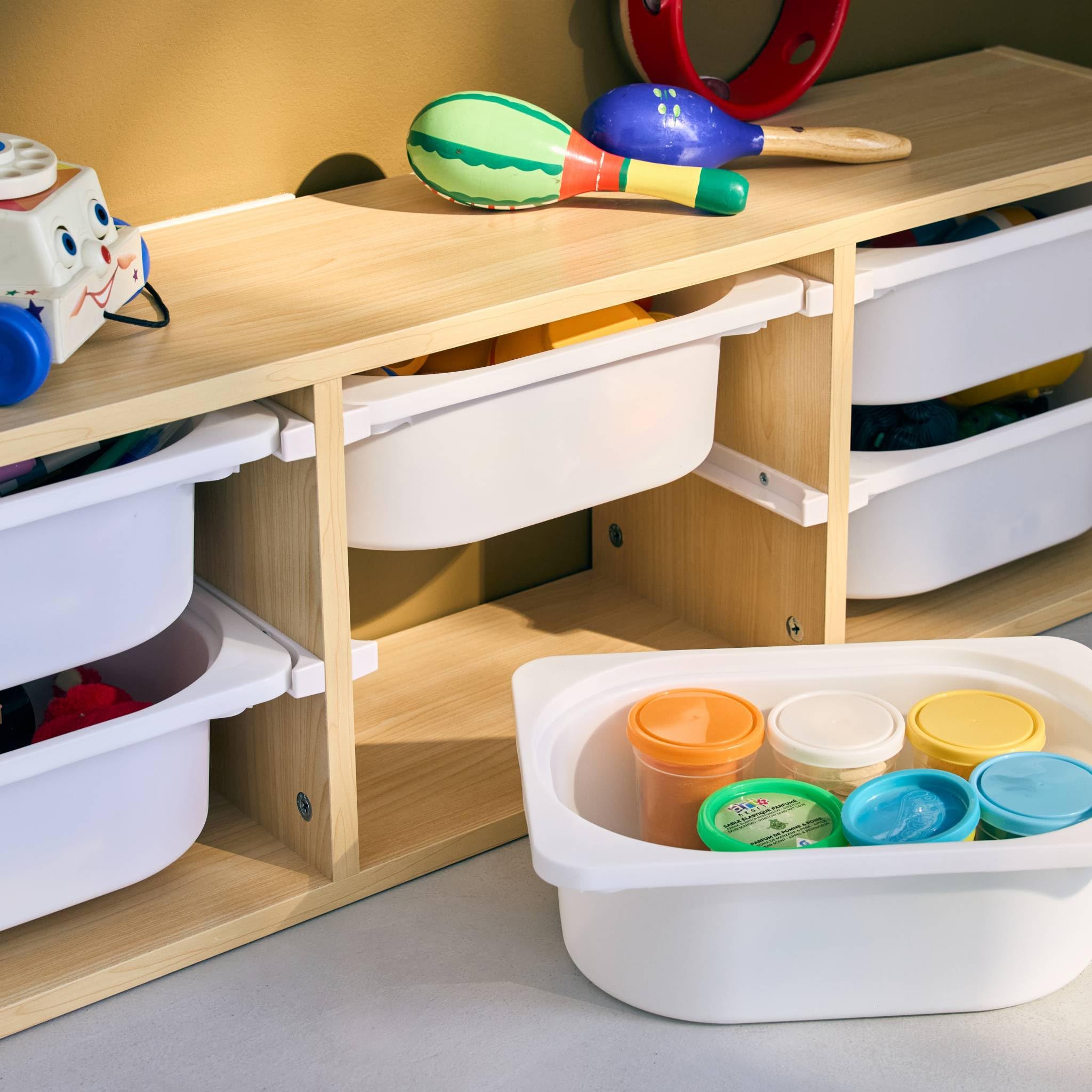 Sweeek Unidad de almacenamiento para niños 6 cubos Sora Natural 97.5x21x29.4 cm
