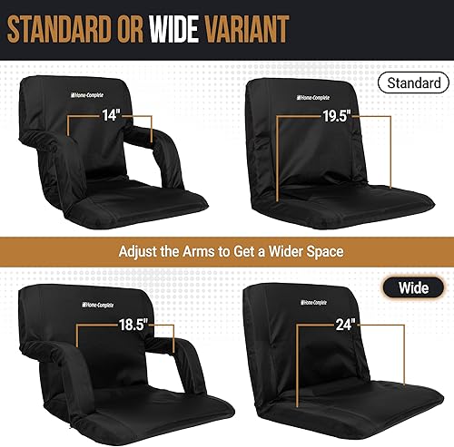 Miniatura 4 de Home-Complete - Silla para estadio con cojín amplio respaldo acolchado reposabrazos 6 posiciones reclinables y correas de transporte portátiles para