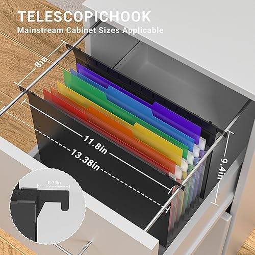 Miniatura 5 de Carpetas colgantes de plástico expandibles para archivador, pestaña de corte de 13, carpeta divisora de acordeón de 7 bolsillos, pestañas