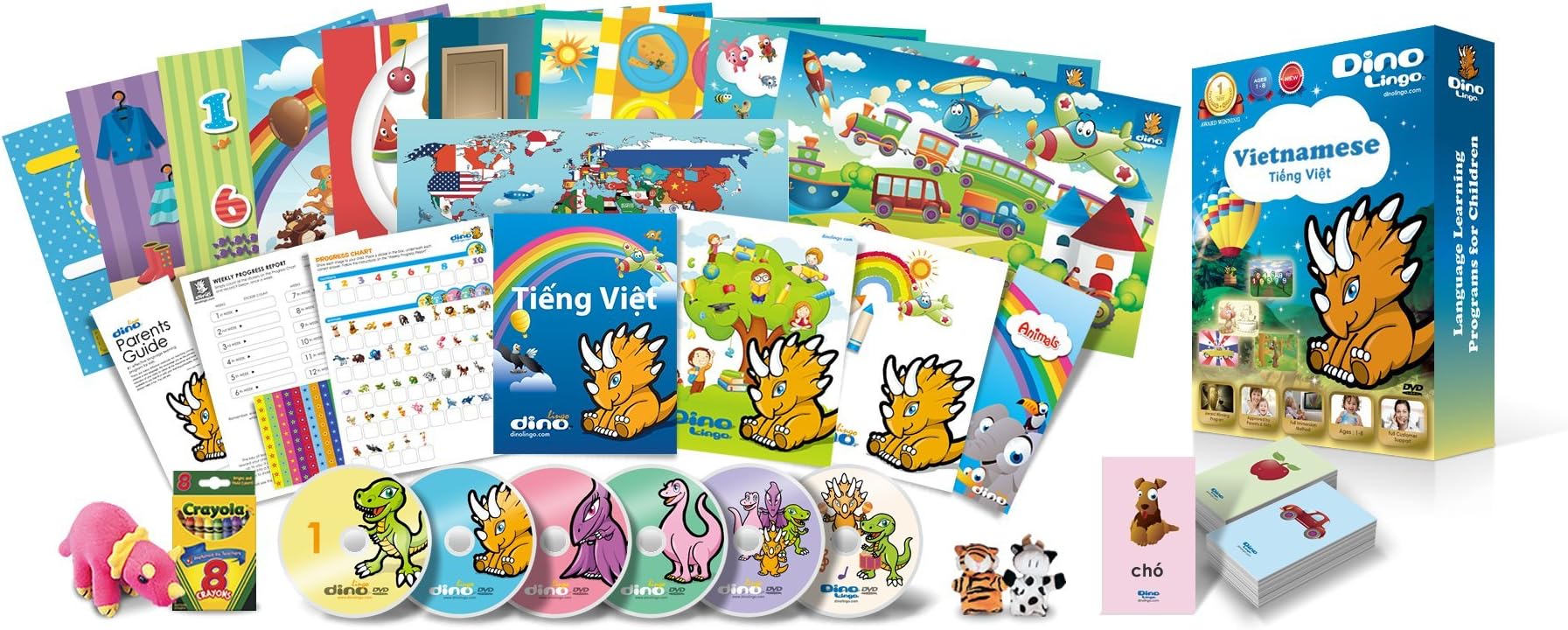Vietnamese for Kids Deluxe Set, Vietnamese Language Learning DVDs, Books, Posters and Flashcards for Children