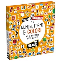 HEADU – Scuola Stickers Numeri Forme e Colori – Oltre 150 Adesivi Riutilizzabili | Impara Numeri Forme e Colori con gli Stickers Stacca-Attacca, Giochi Educativi Bambini 3-6 Anni, Regalo Natale Pasqua