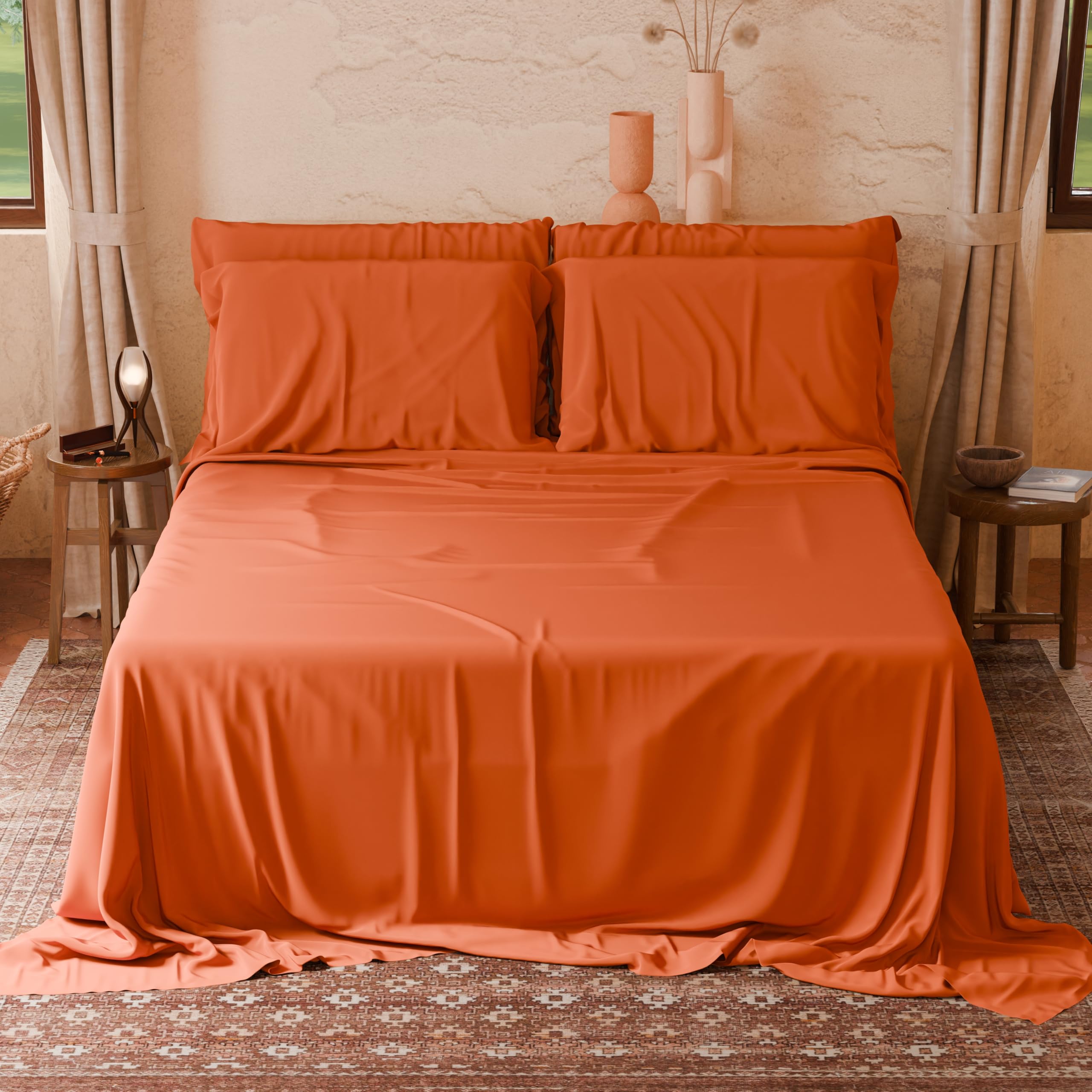 PETTI Artigiani Italiani, 4 Piece Double Bed Sheet Set, Soft and Breathable, Complete Bed Set including Top Sheet - Image 2