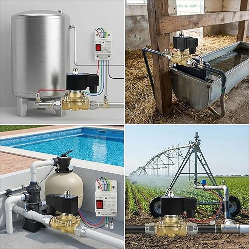 Miniatura 9 de Válvula de flotador, interruptor automático de control de nivel de agua AC110V con válvula solenoide de latón, válvula de cierre automático de agua