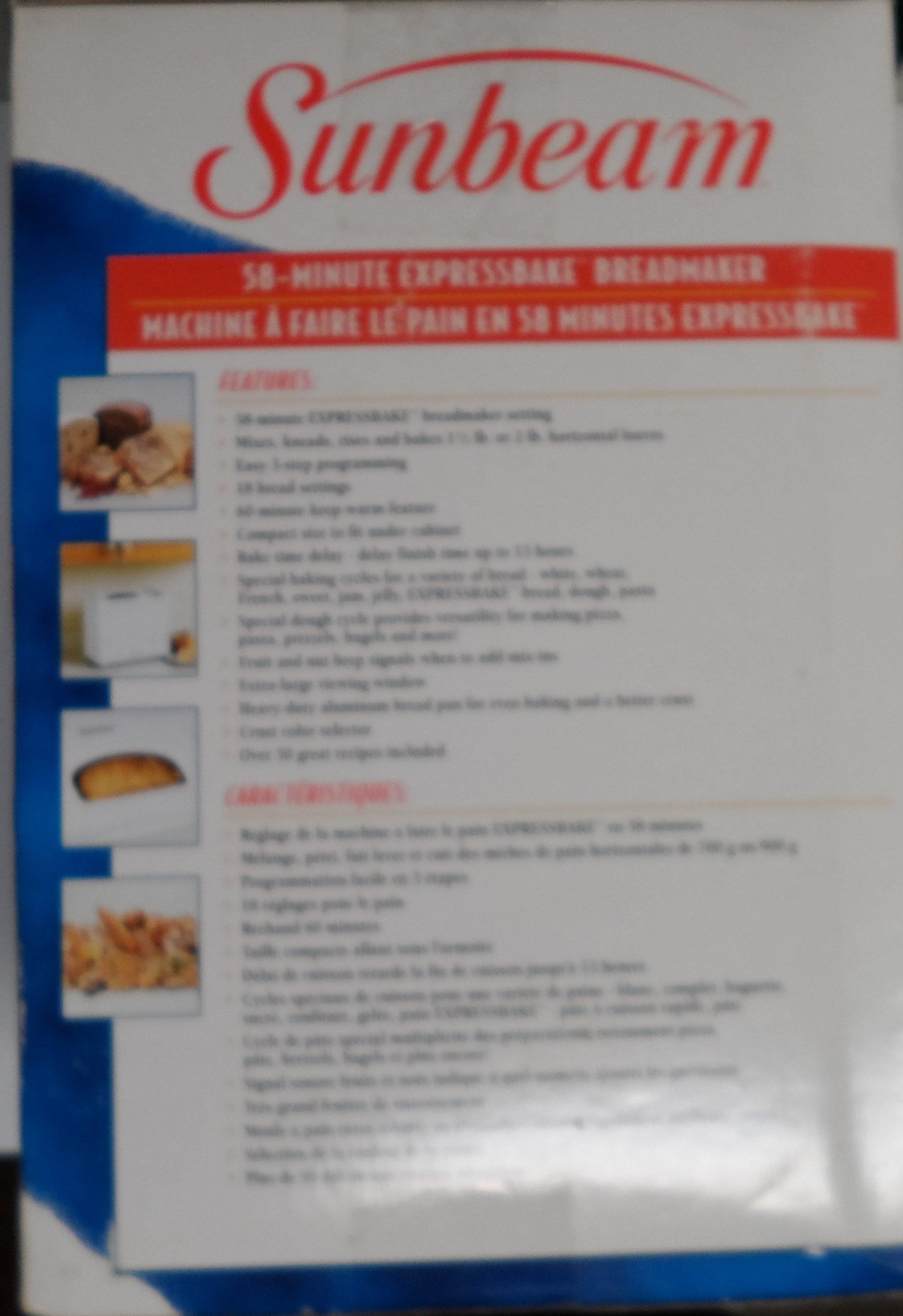 Sunbeam Bread Maker Machine Expressbake Model 5833 8 Functions