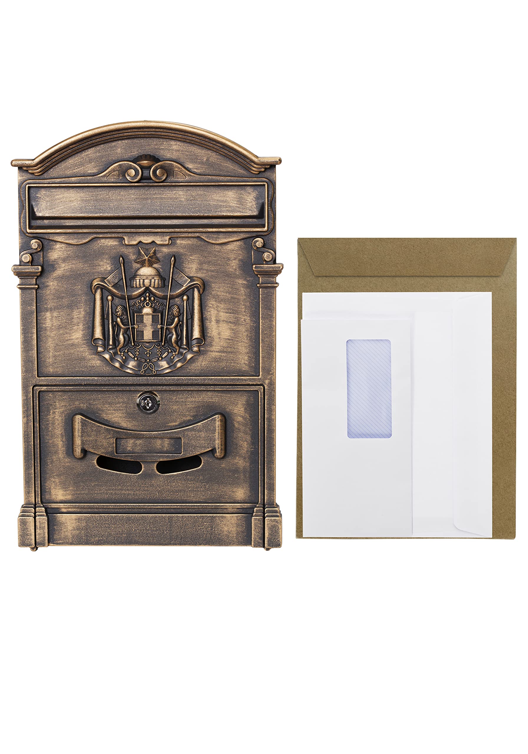 ARREGUI Residencia D-2151/B Boîte aux Lettres individuelle en Aluminium, Style Classique, Taille M (Courrier Format A4, Magazine), Boîte aux Lettres Murale décorative, Facile à Installer, Bronze