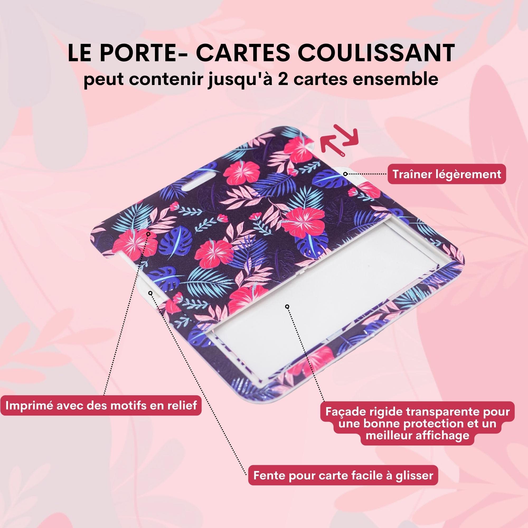 Enrouleur De Badge Rétractable En Acier Inoxydable - Motif Chat Et Fleurs Violette - Cordon 61 Cm - Clip 360° - Pour Infirmière, Enseignant, Bureau - 2