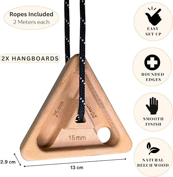 Bellaroca® | Hangboard Escalada Portatiles, Tabla de Madera para Fortalecer el Agarre en Boulder y Escalada en Roca - 2