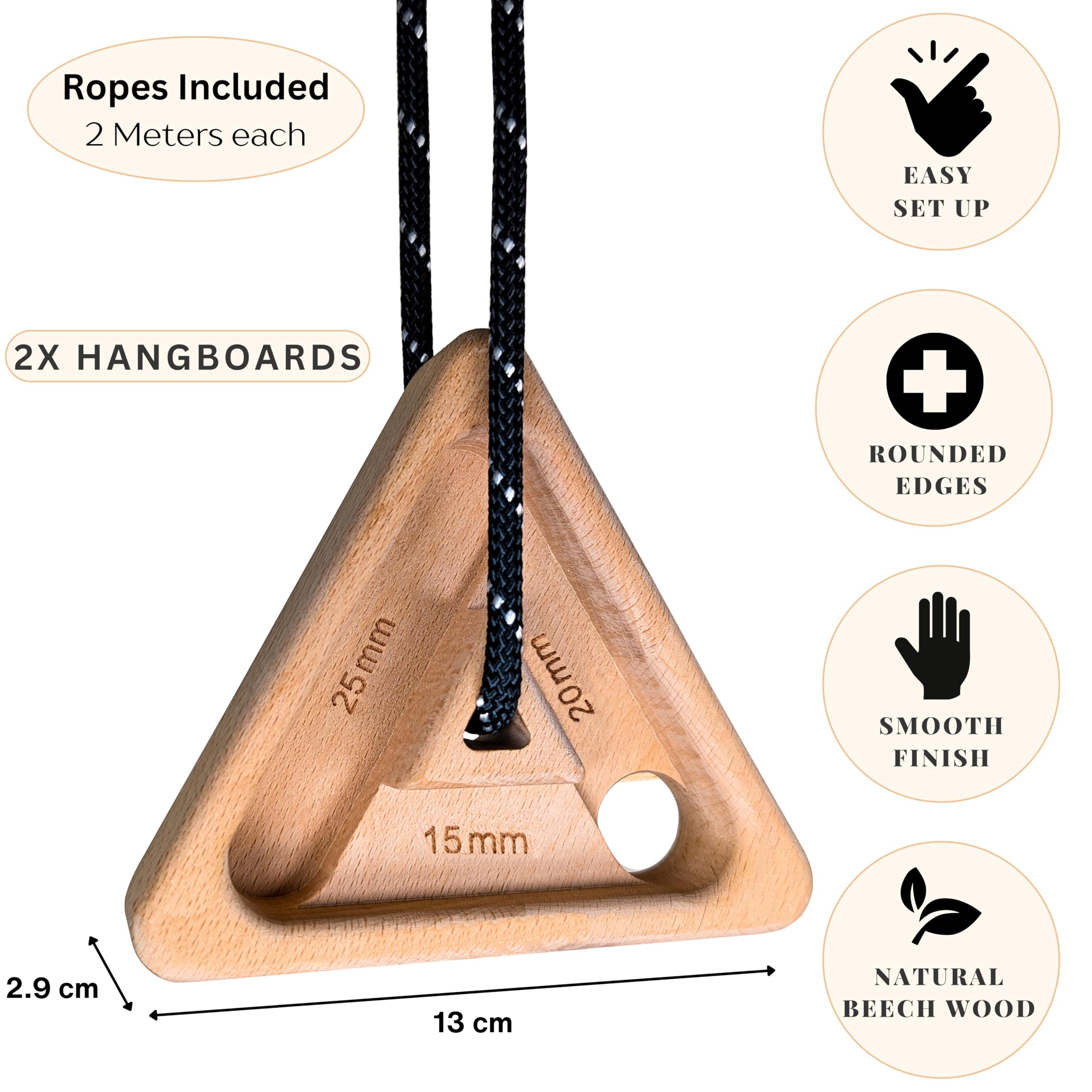 Bellaroca® | Hangboard Escalada Portatiles, Tabla de Madera para Fortalecer el Agarre en Boulder y Escalada en Roca - 2