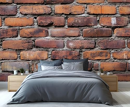 Papel tapiz de pared de ladrillo, papel tapiz vintage para dormitorio, paredes rojas, papel tapiz fotográfico no autoadhesivo, estilo industrial,