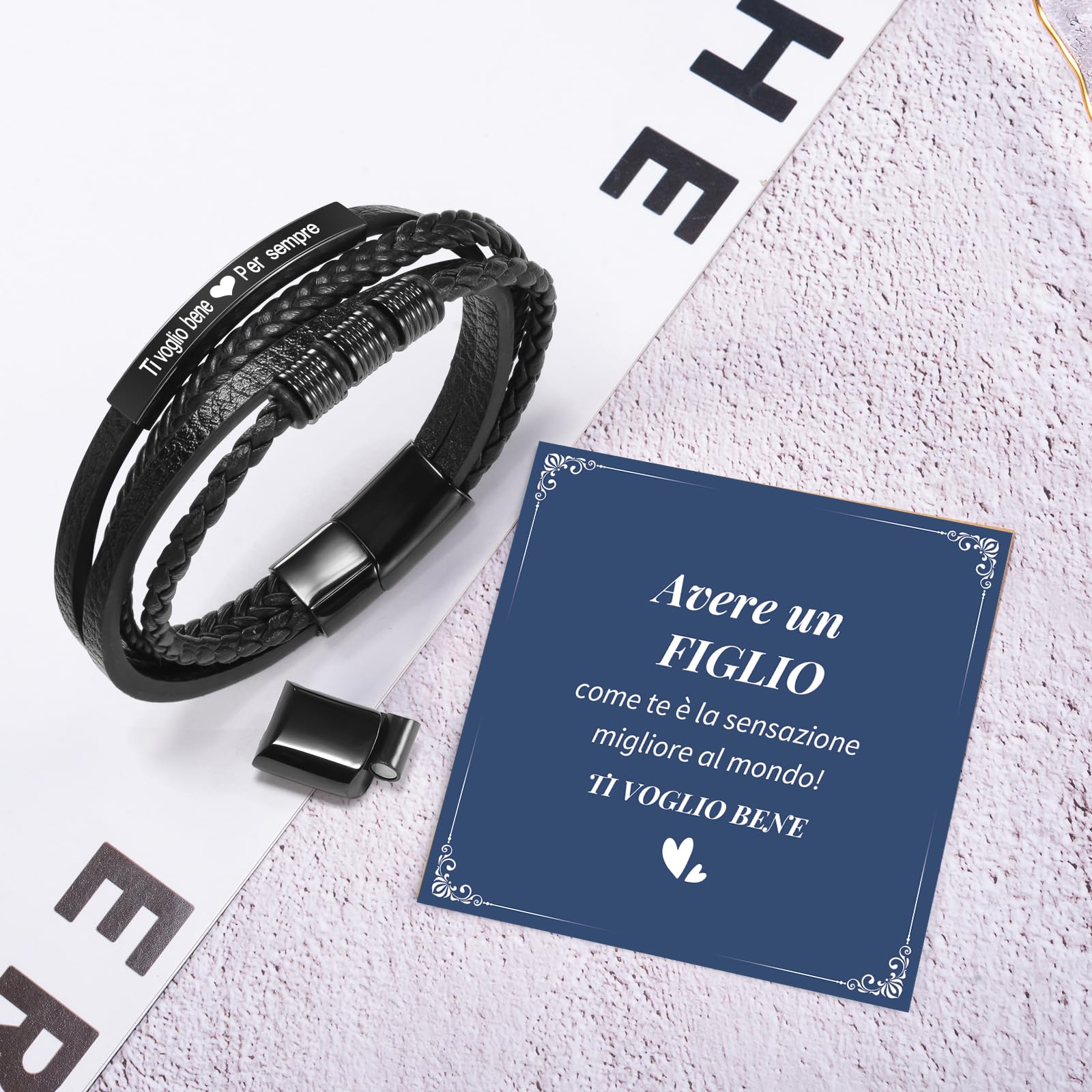 CheersLife Regalo Uomo Compleanno,Regali San Valentino Per Lui,Bracciale Uomo Acciaio,Regali Anniversario Matrimonio Personalizzato,Natale Regali Fidanzato Marito Fratello Figlio Nipote Ragazzo