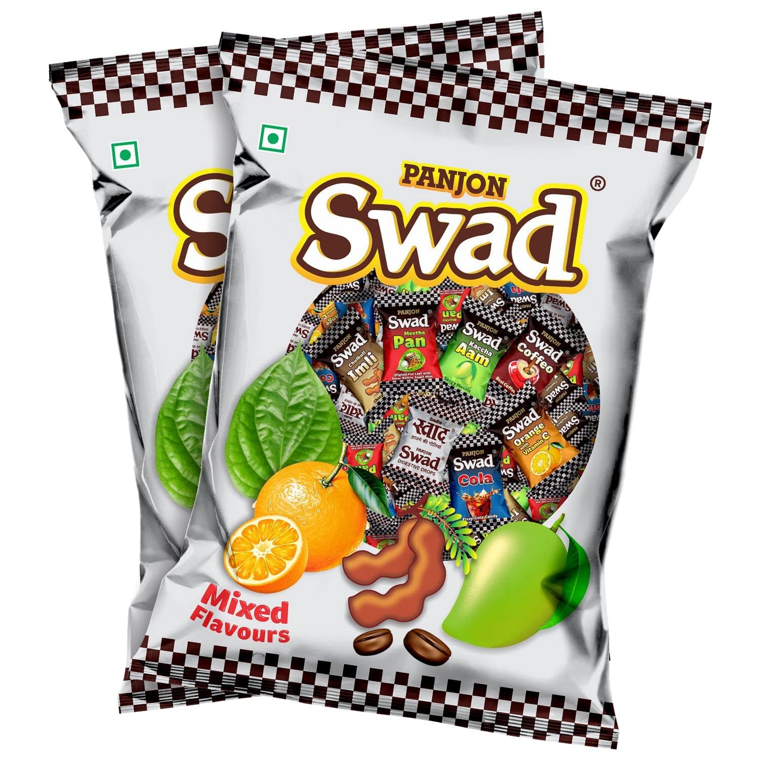 Swad Mixed Chocolate Candy (Kacha Aam, Imli, Pan, Coffee, Cola, Orange) Assorted Pouch, 25 Toffee-image-35