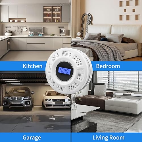 Miniatura 7 de GiiHoo Combo de detector de humo y monóxido de carbono alimentado por batería, alarma de CO y humo 2 en 1 con indicadores de luz de advertencia LED