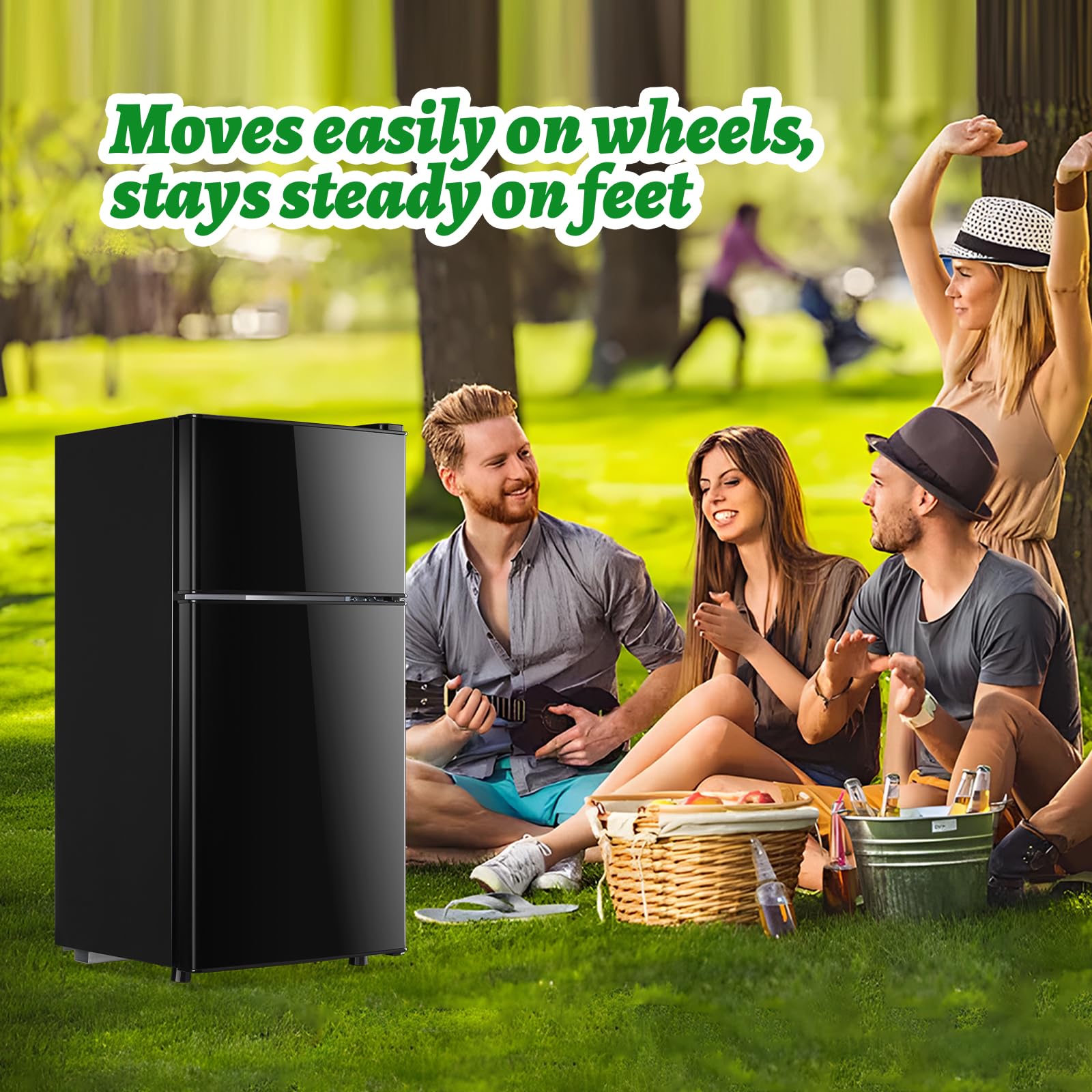 Demuller 2.4 Cu.Ft Mini Fridge With Top Freezer Apartment Size Dual Door Compact Refrigerator For Personal Use Small Fridge With Egg Tray, 7 Temperature Control For Dorm, Black on Fridge.com - View 6