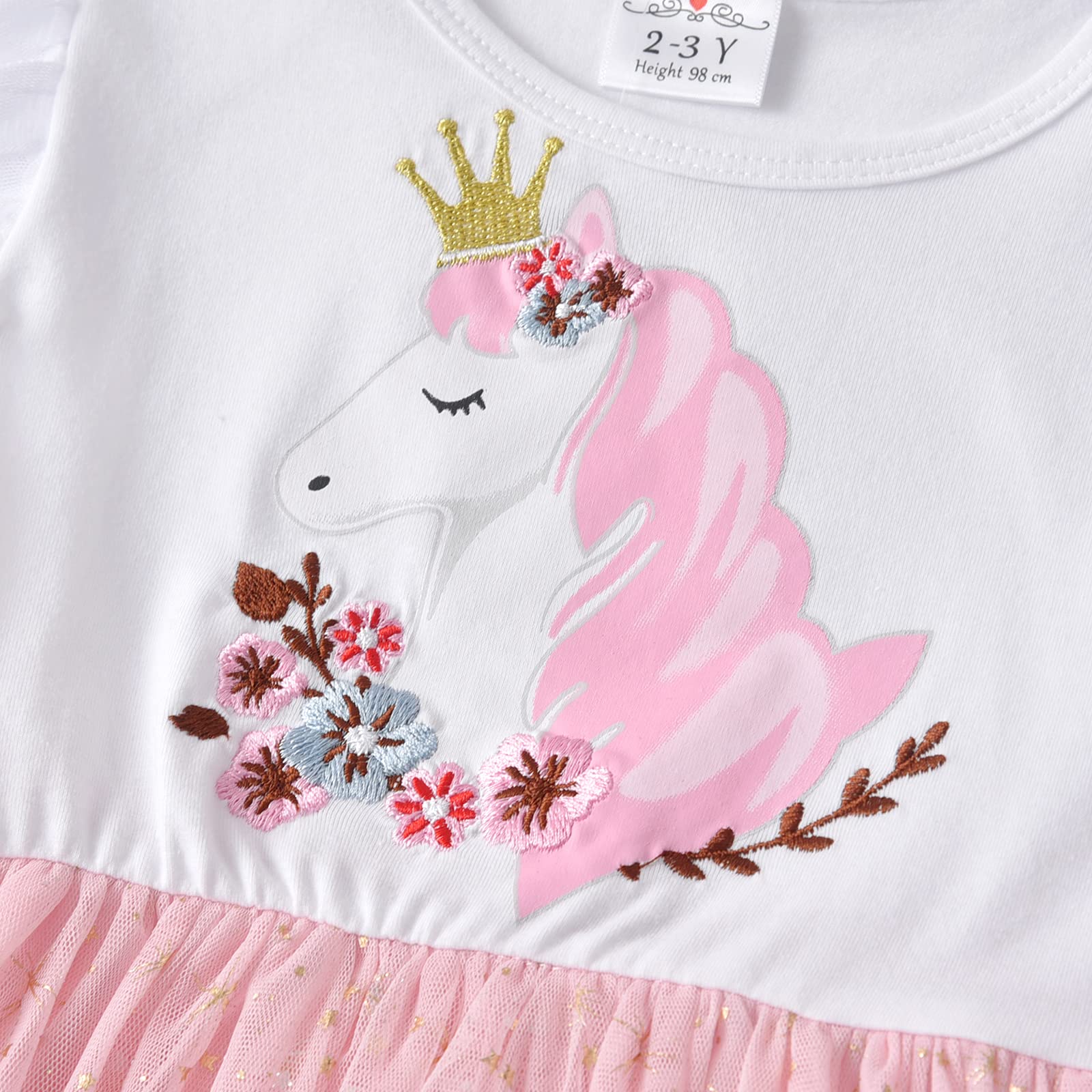 Vestido Tutu Algodón Tulle Manga Larga Mariposa Unicornio Niñas 2-8 Años