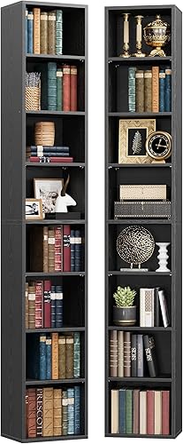 IRONCK Estantería alta y estrecha de 8 niveles de 71 pulgadas, juego de 2, estantería de esquina compacta, fácil de combinar para sala de estar,