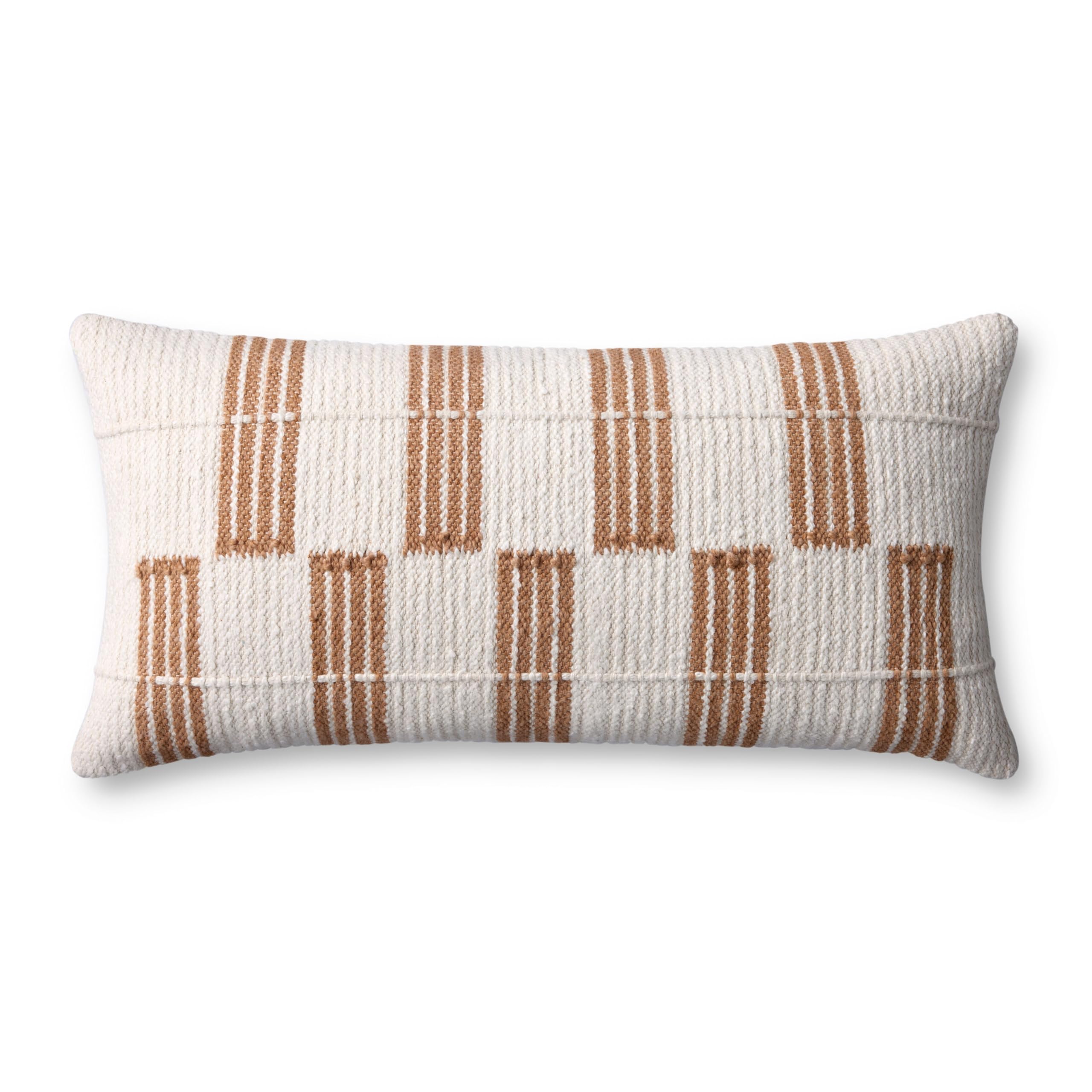 Loloi II Collection PLL0136 Rust/Ivory 12'' x 27'' Cover w/Down Pillow