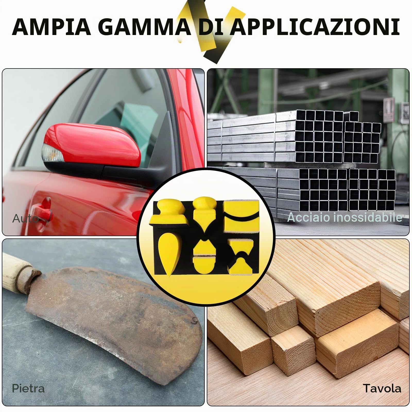 Set di Blocco Levigatura Manuale da 9 pezzi con profilo sagomato e piastra di supporto concava e convessa per la lavorazione del legno, il restauro di mobili, la verniciatura di auto e l'artigianato.