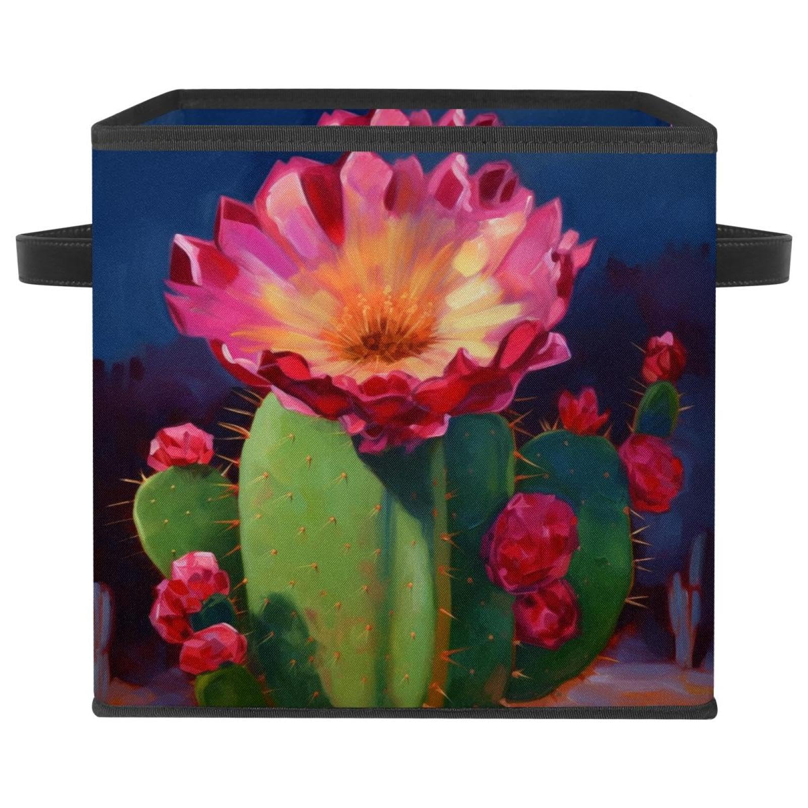 Boîte de rangement pliable grand cube tissu motif fleur pour organisation maison et placard