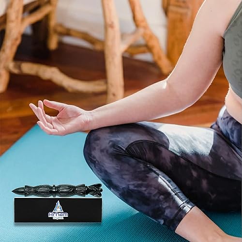 Miniatura 6 de Black Agate Turmalina Metafísica Curativa Varita  6.0 in tallado a mano lápiz de piedras preciosas para meditación masaje Pagan  Dynamic Energy