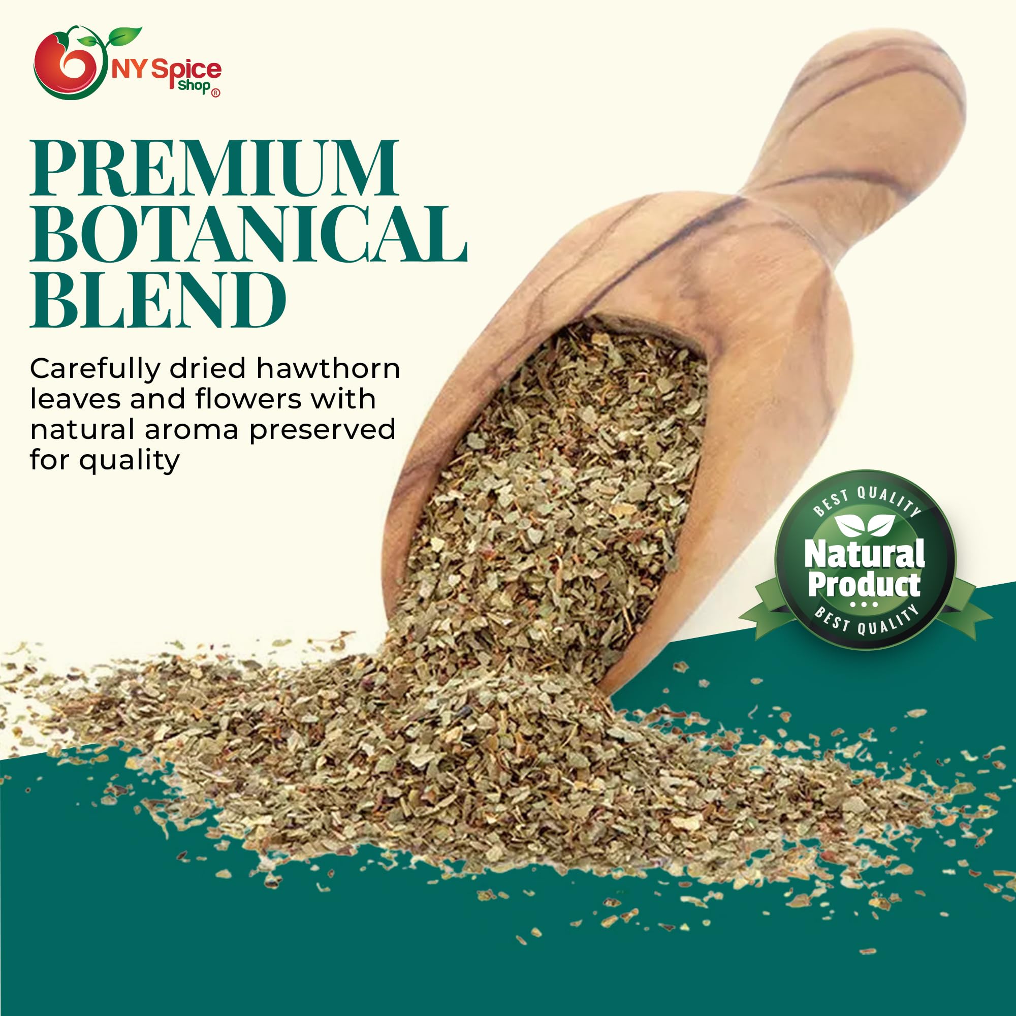 NY Spice Shop Hawthorn Leaf and Flower - 8 Ounce Dried Herb Cut & Sifted - Hawthorn Leaves and Blossoms - Bulk Herbal Tea Ingredient - Natural Botanical for Infusions & Blends