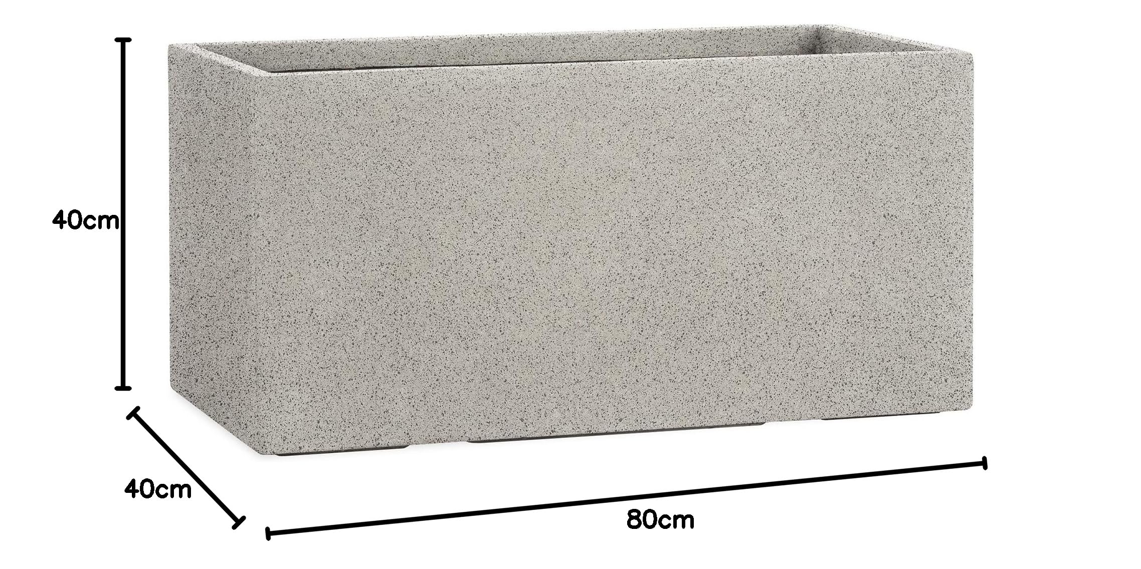 Pflanzwerk® Pflanzkübel TUB Granit Grau 40x80x40cm XXL – Rechteckig – Großer Fiberglas Blumenkübel für außen und innen - Frostbeständig - UV-Schutz – Markenqualität