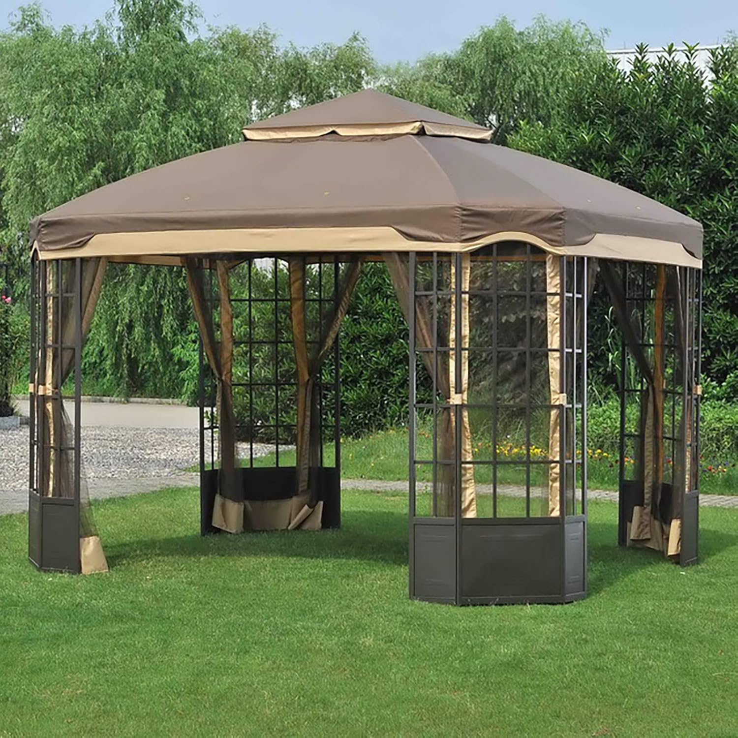 Sunjoy 110109138 Canopy for Bay Window Gazebo Easy Set Up (10X12 Ft) LGZ120PST2L Sold at Sears