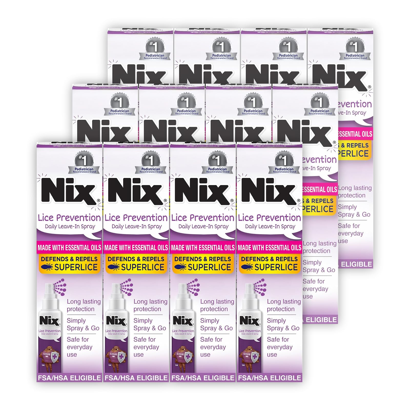 Nix Lice Prevention Daily Leave-in Spray for Kids, Long-Lasting, 6 Fl Oz (Pack of 12)