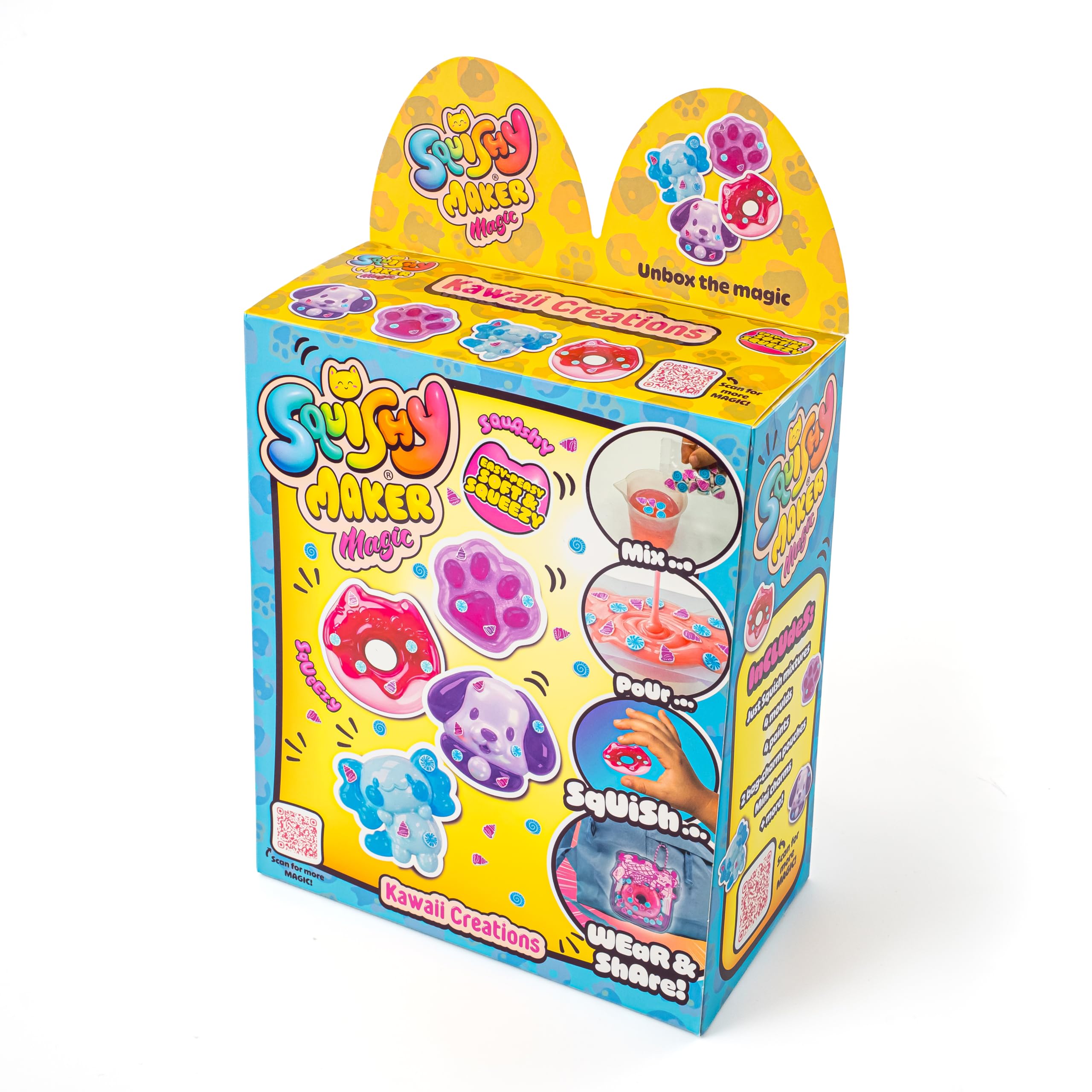 Squishy Maker Magic Deluxe Kawaii Creations Kit, 4 DIY Squishies, 2 Pouches
